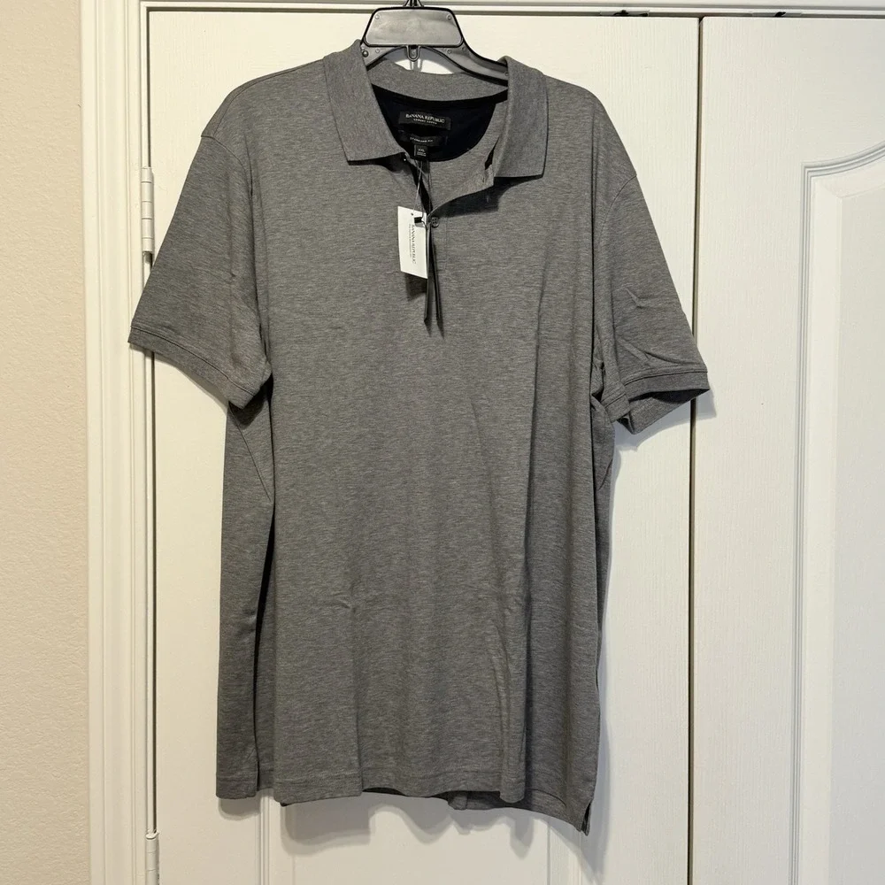 NWT Banana Republic Polo Shirt Men XXL Luxury Touch Standard Fit Casual Drk Gray